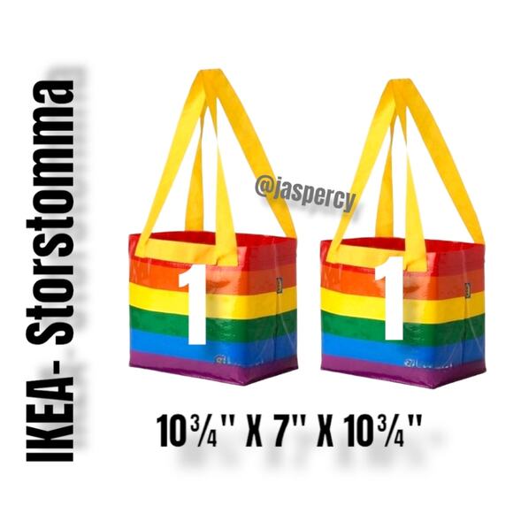 IKEA  STORSTORMA Two (2) Small Multi Color Block Rainbow Tote Bags LGBTQ+ - Picture 1 of 11